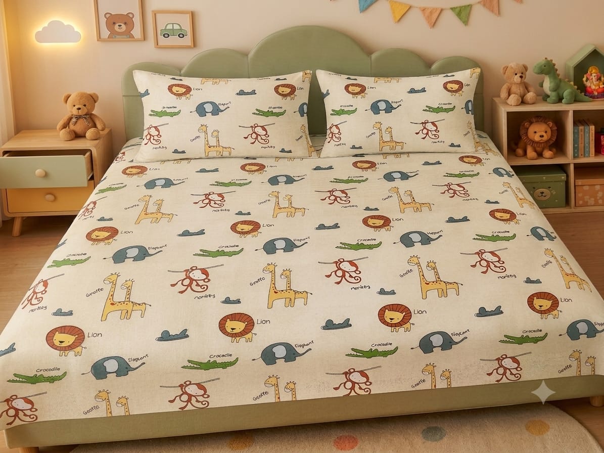 Jungle Book Kids Cotton Bedsheet - 210 TC